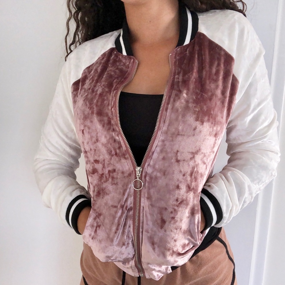 Velvet Varsity Bomber Jacket 🤍